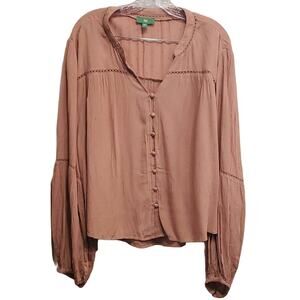 Dip Women's Pink Flowy Button Down Peasant Blouse Plus Size 3X New with tags